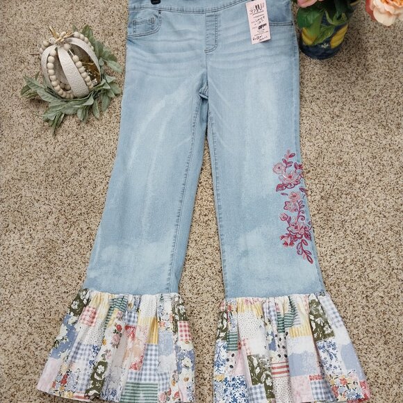 Handmade Denim - 3784 Size Large Upcycled Pioneer Woman Pull On Pants.